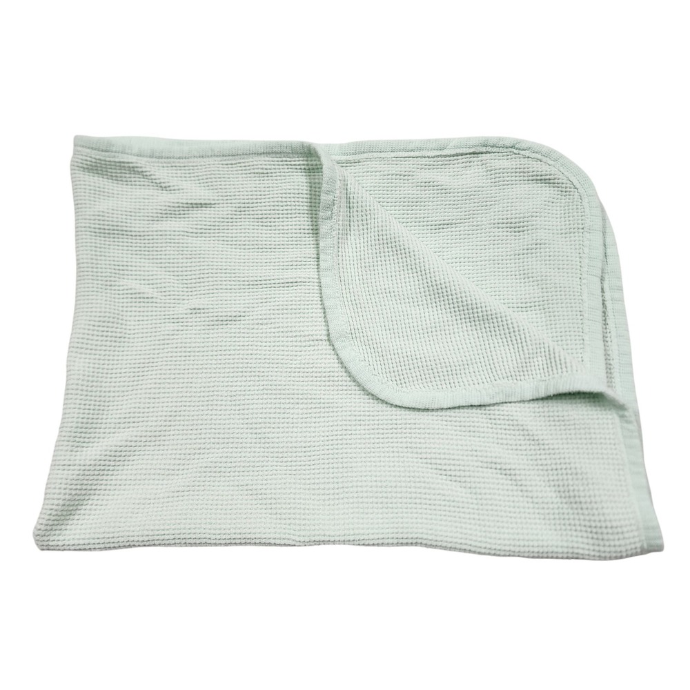 Vintage Curity Waffle Weave Thermal Receiving Baby Blanket Mint Green ~30inx30"